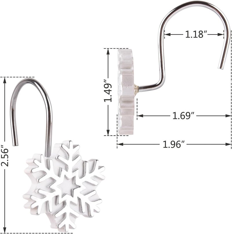 EVOOKA Snowflake Shower Curtain Hooks Rings,12pcs Christmas Snowflake Shower Curtain Hooks Winter Bathroom Decoration for Christmas,Bathroom, Bedroom and Living Room (Silver) - Image 3